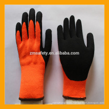 10 Gauge Orange Brushed Terry Loops Acrylic Lined Winter Latex Coated Gloves